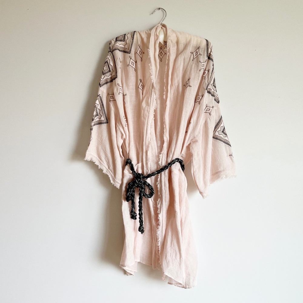 Free People Intimately Isabella Pink Blush embroidered Robe - Size M